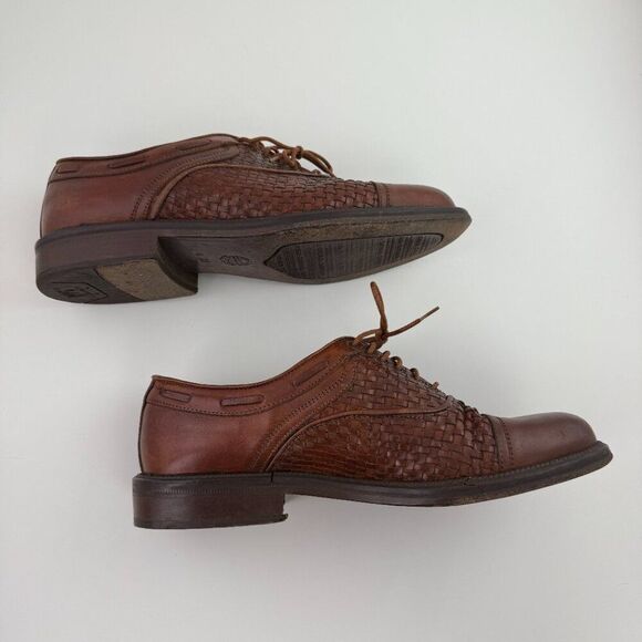 Cable & Co. Men's Dress Shoes Leather Weave Oxfords Italy Brown EU 39/ US 7 - Picture 3 of 9
